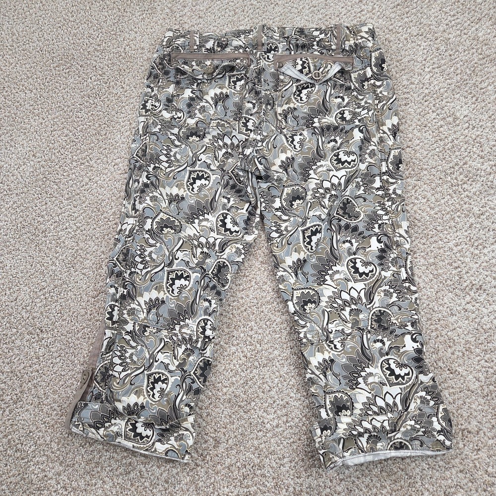 Adventura Paisley‎ Roll Up Capris Pants Green Summer Nature Boho Women's Size 6 - Picture 4 of 10